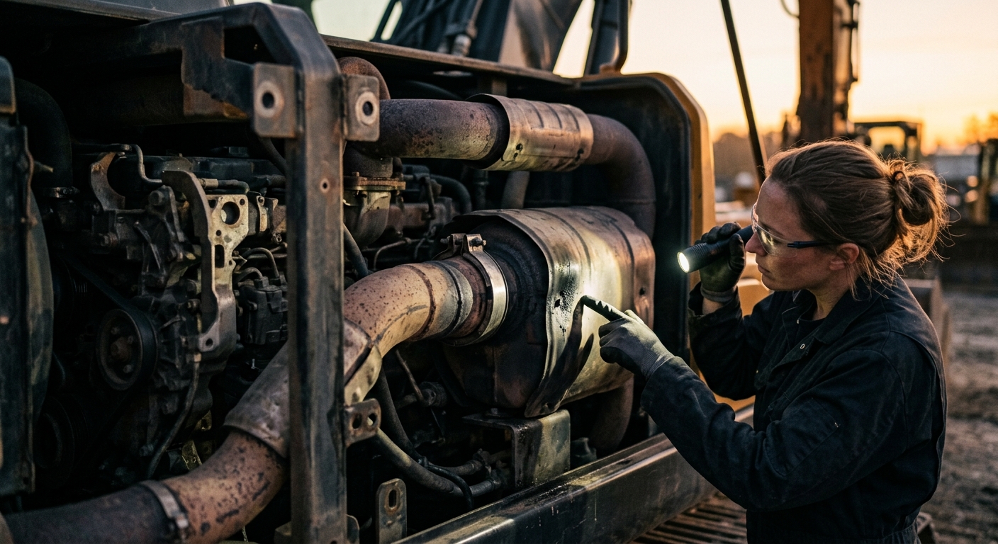 Heavy Equipment Exhaust Leak and Heat Shield Inspection Guide
