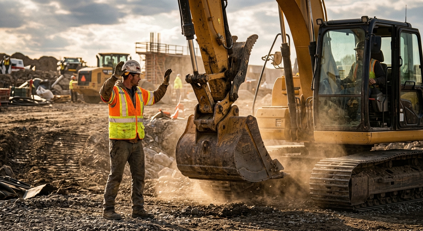 Heavy Equipment Spotter Hand Signals & Ground Communication: The Complete Safety Guide